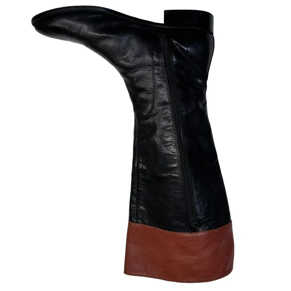 COLE HAAN Womens Knee High Fashion‎ Boots Black Brown Leather Riding Size 6.5M